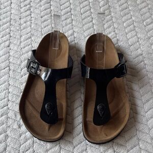 Birkenstock Gizeh Thong Black Glossy Sandals Size 39